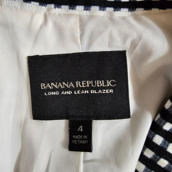 Banana Republic Black White Gingham Blazer Size 4 - Picture 6 of 8
